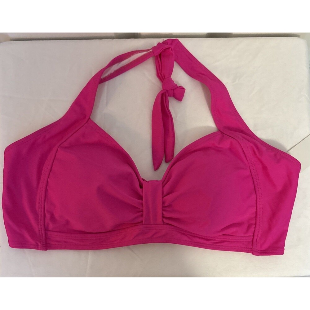 NWT Holipick Hot Pink Bikini Halter Top Only Vacation Swim Beach Resort,  Sz XXL